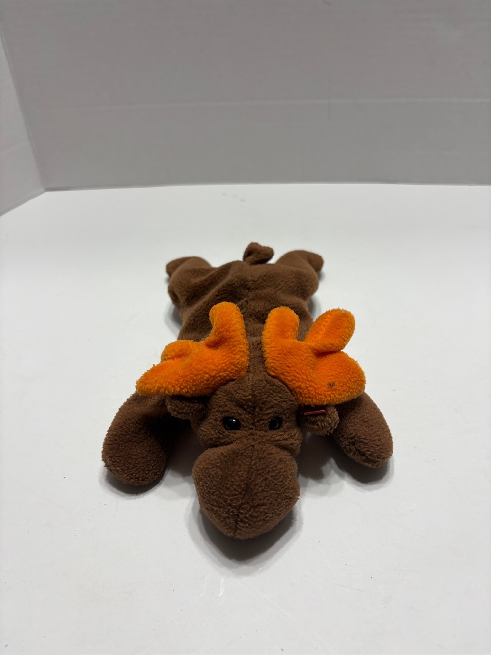 Plush Brown Moose with Orange Antlers - Soft Cuddly Toy